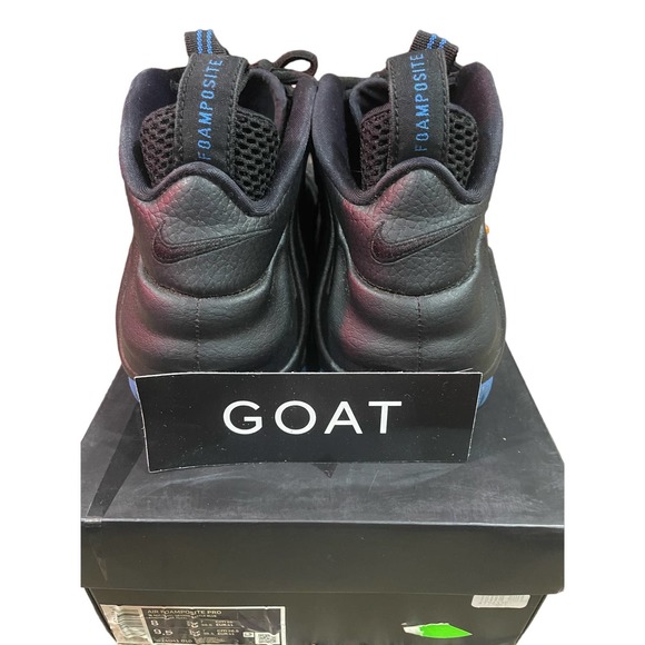 Air Foamposite PRO Men's Size 8 Black/Total Orange-Battle Blue 624041-010 - Picture 6 of 6